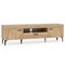 Oak Wood Grain TV Stand with Metal Legs and Cable Management Non-Slip Feet Spacious Media Storage